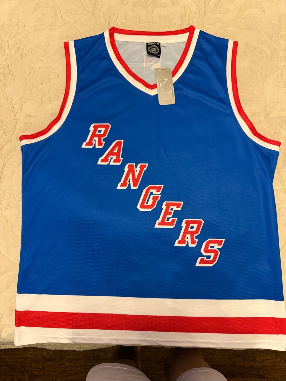 Rangers Men’s Blue Basketball Jersey with Red & White Trim